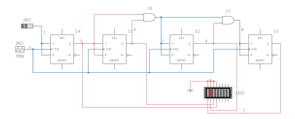 4 bit up sync counter - Multisim Live