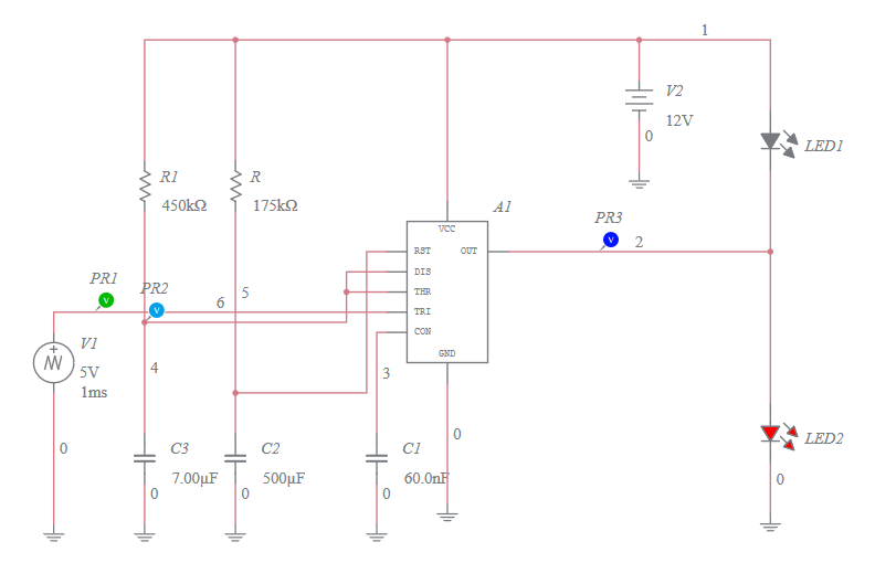 555 timer circuit - Multisim Live