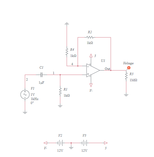 inverting high pass filter - Multisim Live