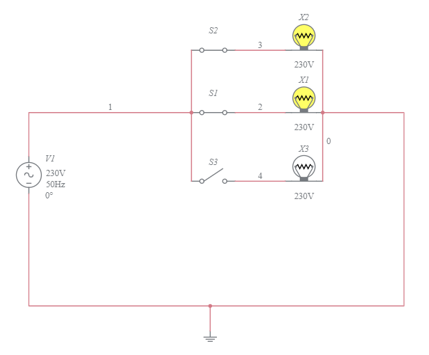 AC Circuit with three lamps - Multisim Live