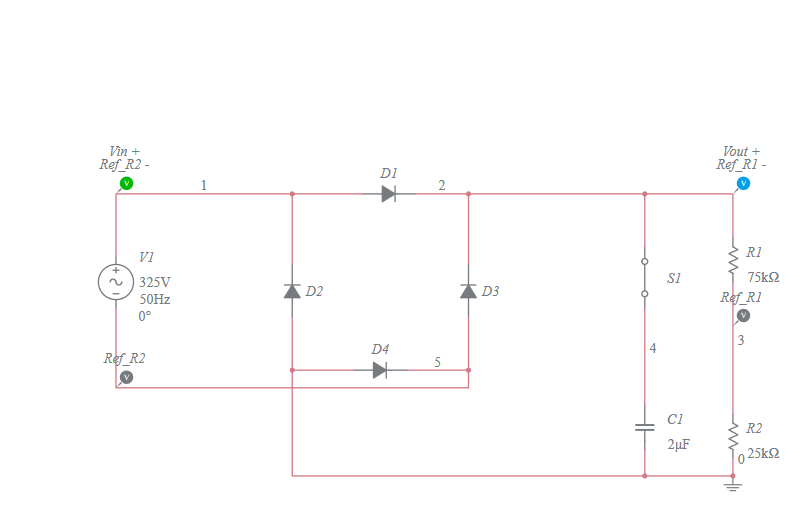 Full wave Rectifier with smoothing capacitor - Multisim Live