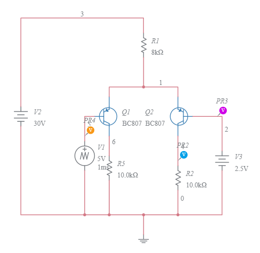 Copy of Voltage comparator with PNP transistor - Multisim Live