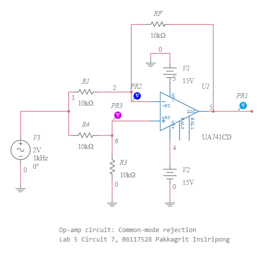 lab5.7 Common-mode rejection - Multisim Live