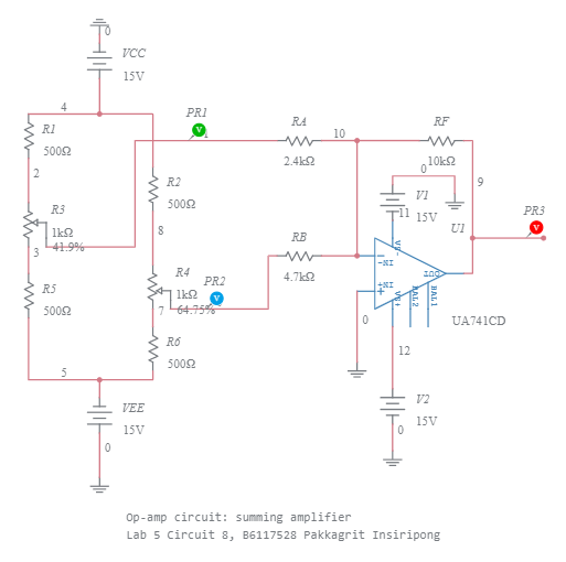 lab5.8 summing amplifier - Multisim Live