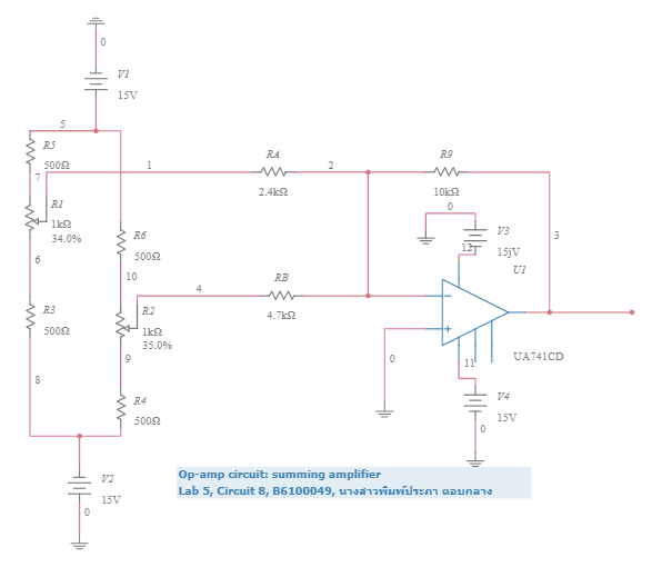 8 summing amplifier - Multisim Live