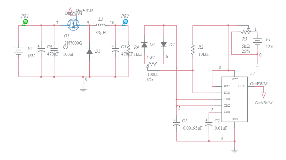 Buck Converter with NE555 - Multisim Live