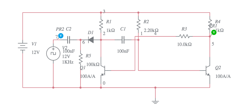 monostable multivibrator using transistor - Multisim Live