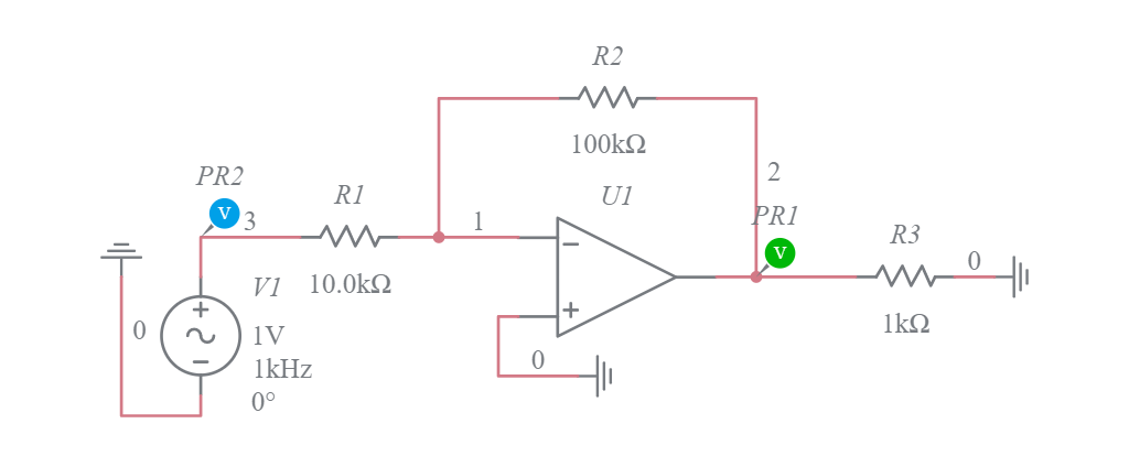 Inverting Op Amp Multisim Live