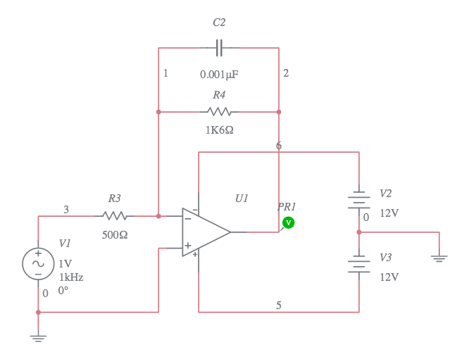 Low Pass Filter Active 100 KHz - Multisim Live