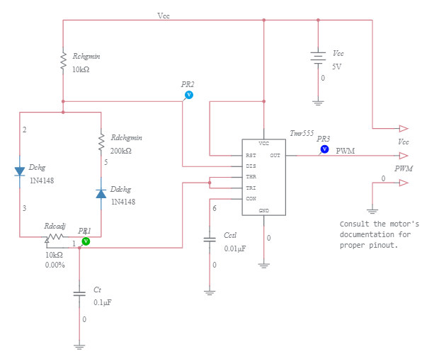 555 Timer Servo Motor Controller - Multisim Live