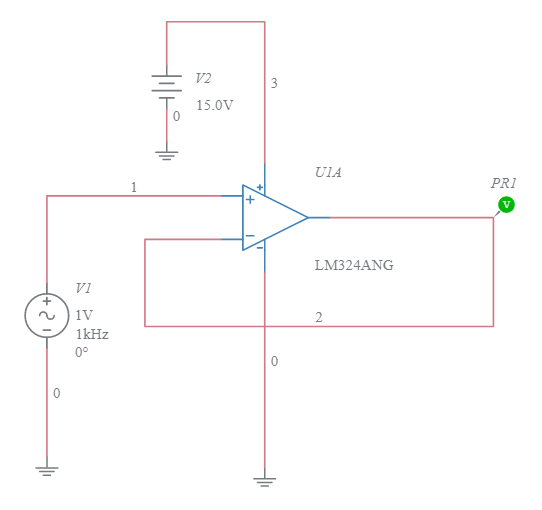 Single-Supply Unity Gain Amplifier - Multisim Live