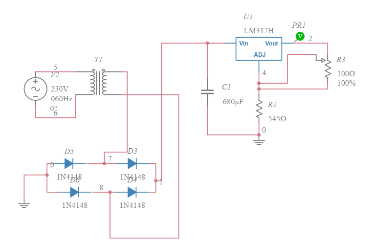 LM317 Voltage Regulator - Multisim Live