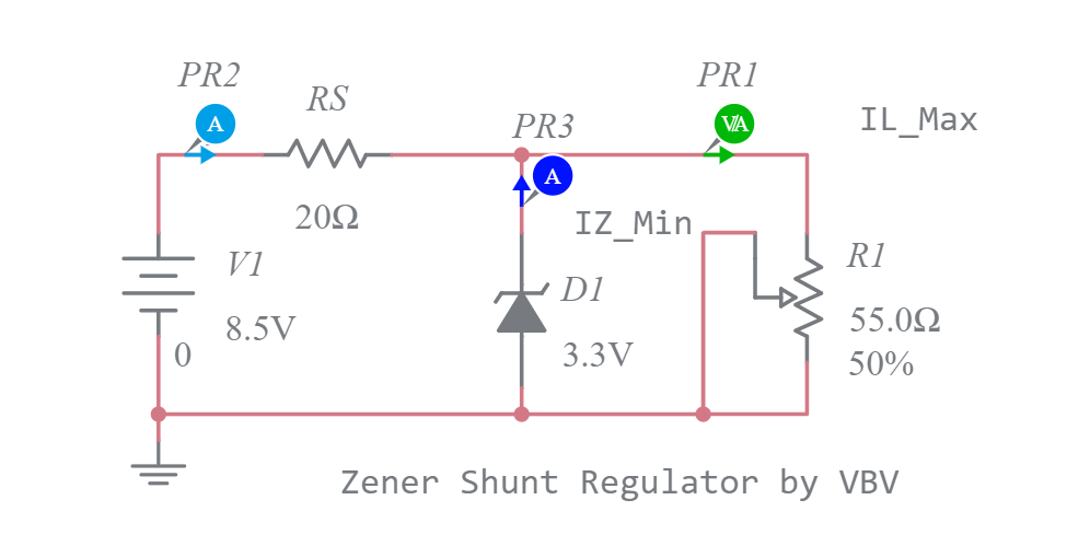 Zener Shunt regulator Multisim Live