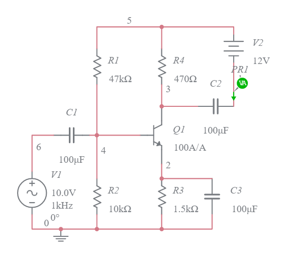 Transistor amplifier - Multisim Live