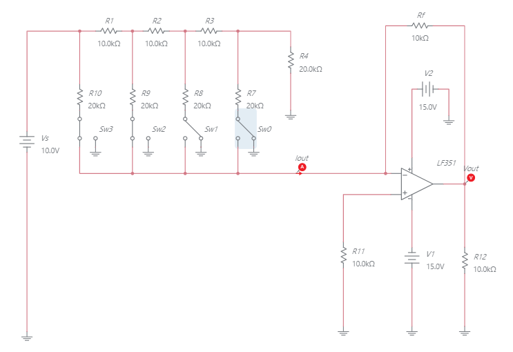 4 Bit Digital To Analog Converter Dac Using R 2r Ladder Multisim Live 9076