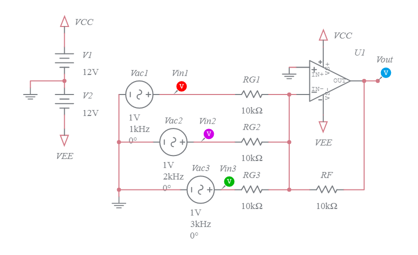 OpAmp - Inverting Summing - 01 - Multisim Live