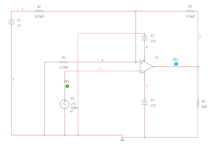 Experiment 1 Non Symmetrical Inverted Schmitt Trigger Multisim Live