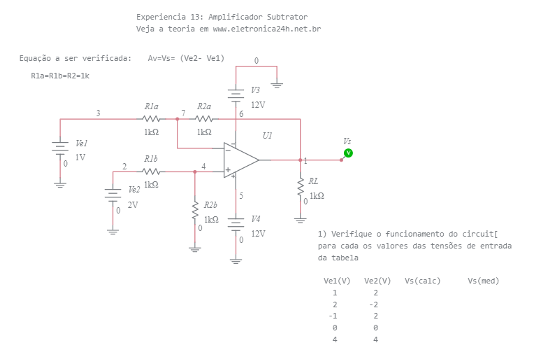 Amplificador Operacional Exp14 Amplificador Diferencial Com Entradas Buferizadas Multisim Live 1040