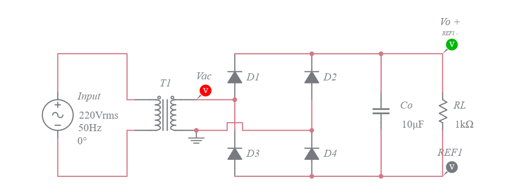 Full-Wave Bridge Rectifier with Capacitor Filter - Multisim Live