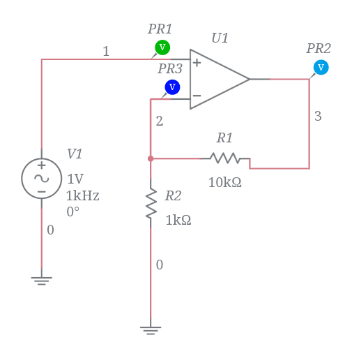 Non Inverting Amplifier Multisim Live