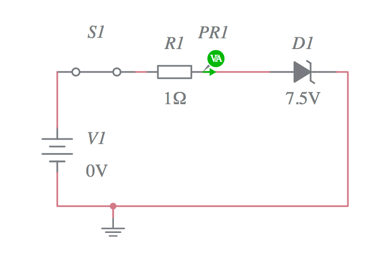 Zener diode and resistor - Multisim Live