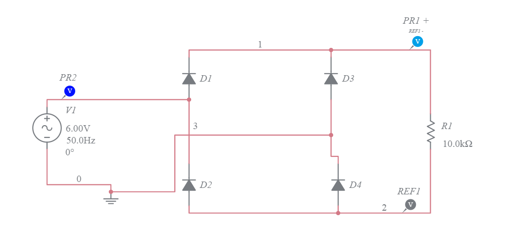 Full Wave Rectifier Without Filter - Multisim Live