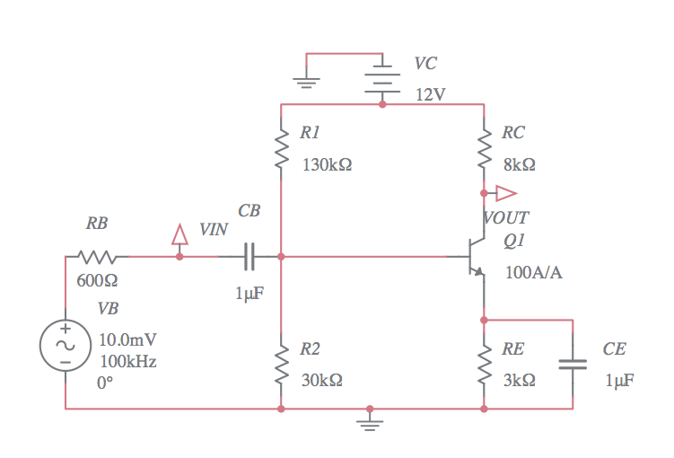 Common Emiter Amplifier - Multisim Live