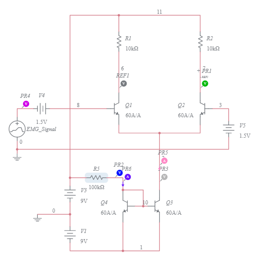 Copy of EMG amplifier - stage 1 and 2 - Multisim Live