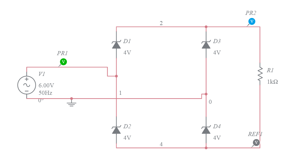 fullwave rectifier- without filter - Multisim Live