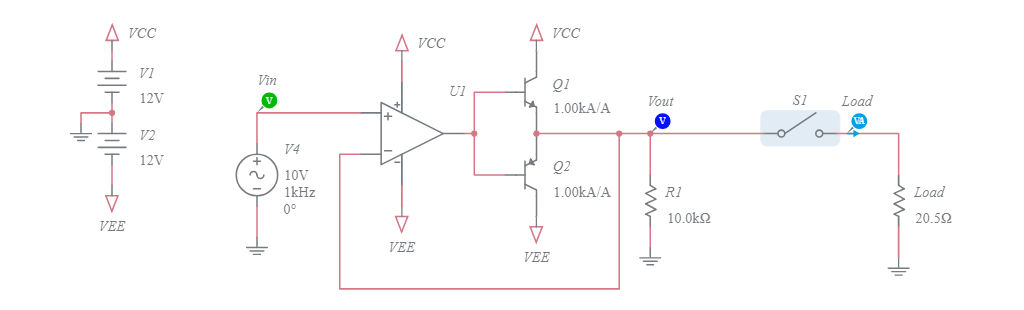 OpAmp - Buffer Driving AC Load - Multisim Live