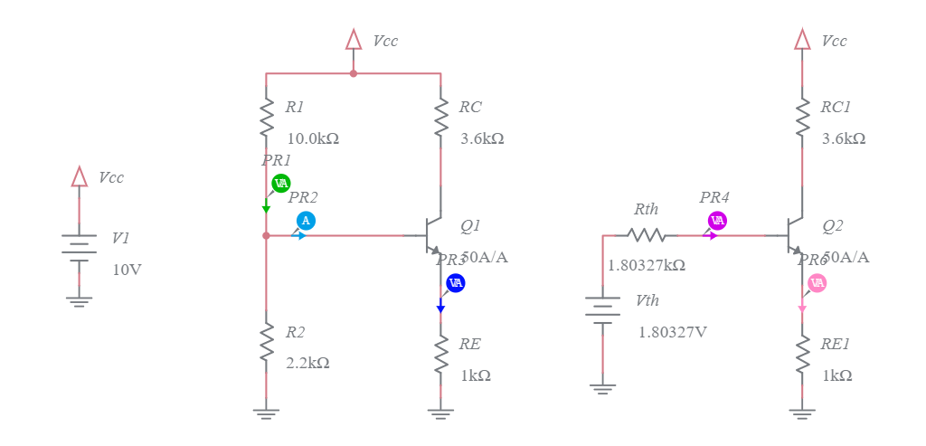 BJT - Voltage Divider Biasing - Multisim Live