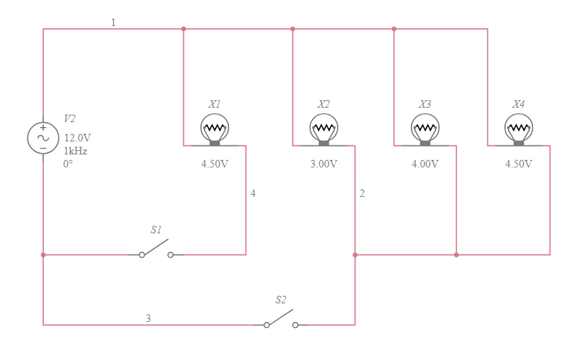 Lamparas incandescentes en conectadas en paralelo - Multisim Live
