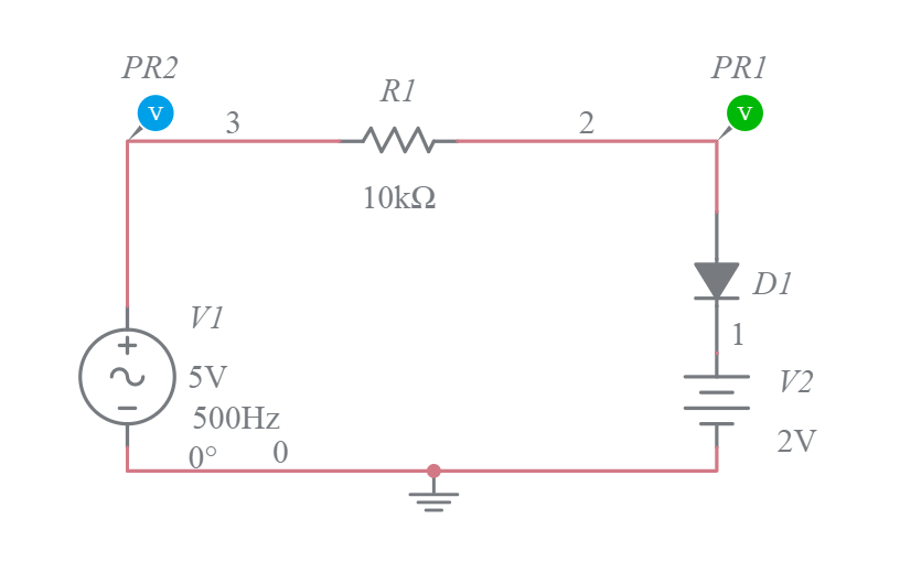 shunt positive clipper with DC - Multisim Live