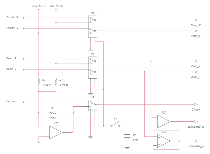 5.0 to 5.1 with 2.0 AXU IN - Multisim Live