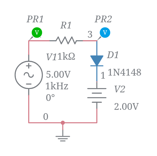 Shunt Positive Clipper With Positive Bias - Multisim Live