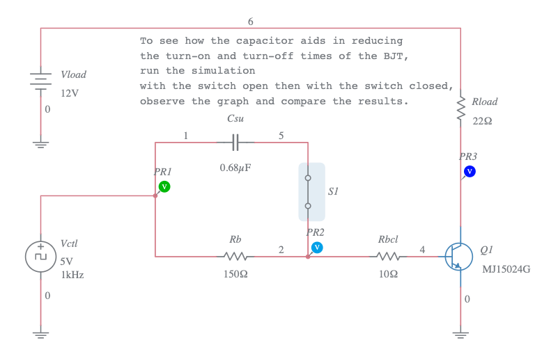 sb Power BJT Switching With Speed-Up Capacitor - Multisim Live