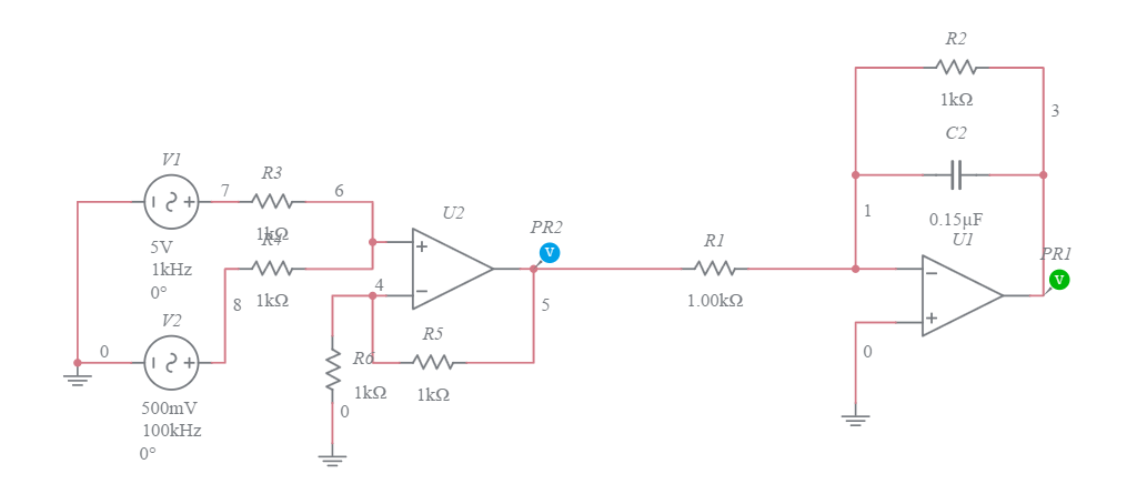 Low pass filter - Multisim Live