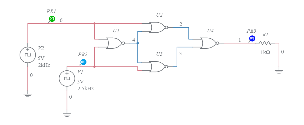 XNOR using NOR - Multisim Live