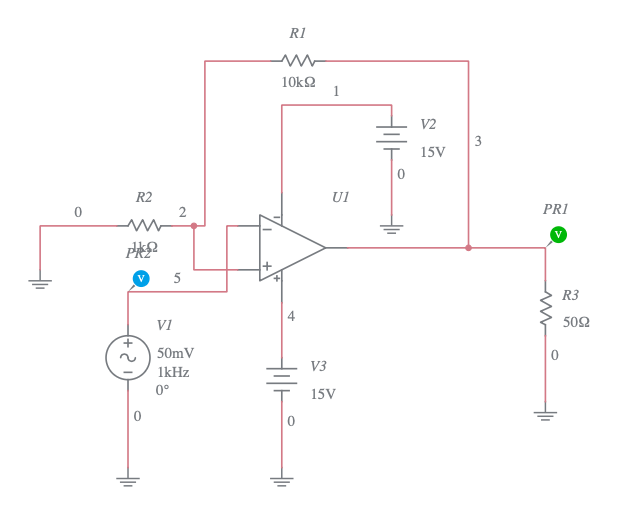 Non-Inverting OP Amp - Av -11 - Multisim Live