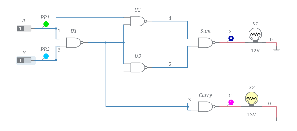 Half Adder Using NAND Gate Multisim Live   File