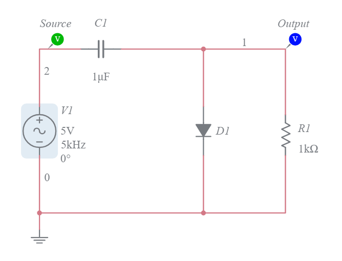 Clamper Circuit (b) - Multisim Live