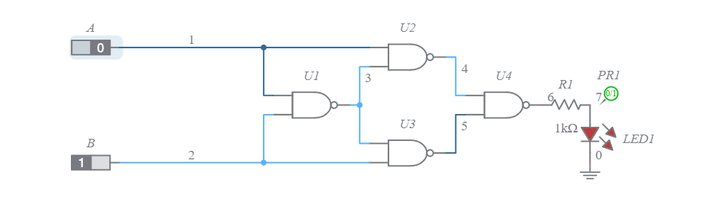 Exclusive OR (XOR) Gate (Three-Level NAND) - Multisim Live