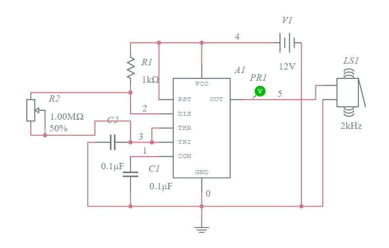 555 Timer Buzzer Beep - Multisim Live