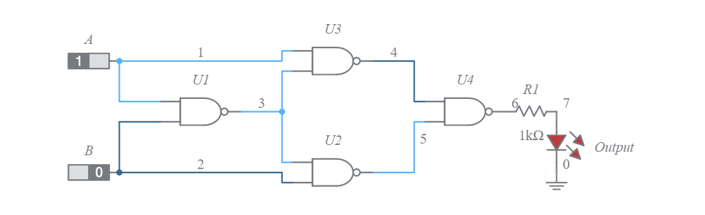 X-OR Gate using NAND Gates - Multisim Live