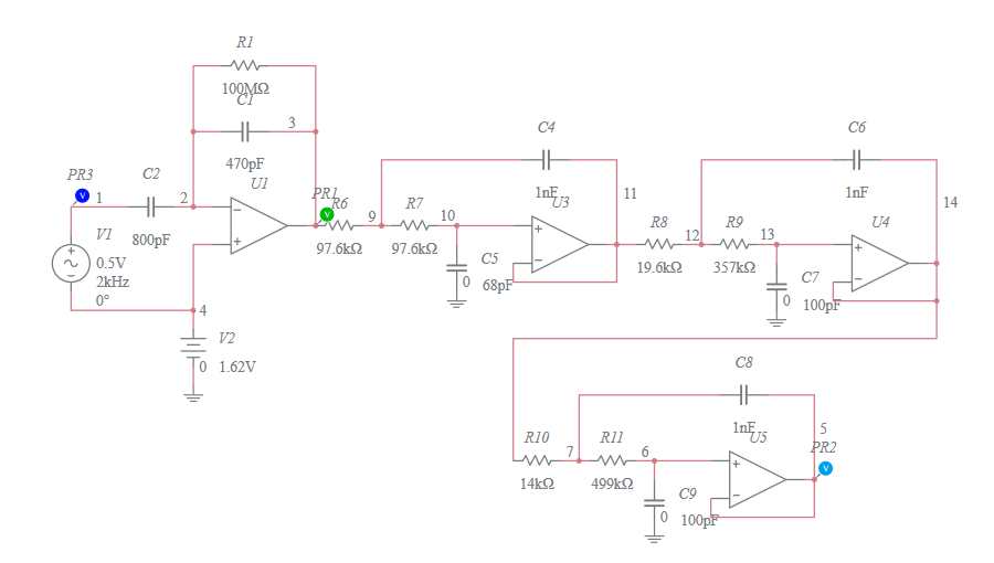 Charge Amplifier with LPF - Multisim Live