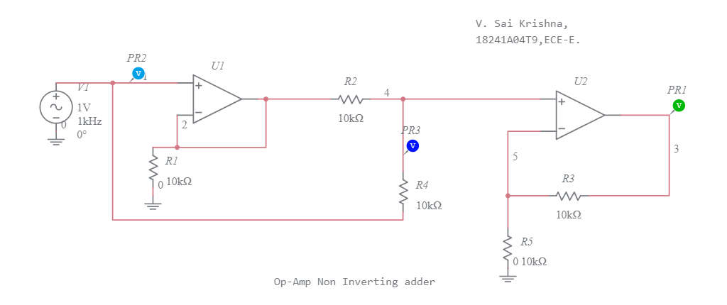 non-inverting adder - Multisim Live