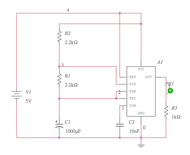 Astable Multivibrator using 555 timer - Multisim Live