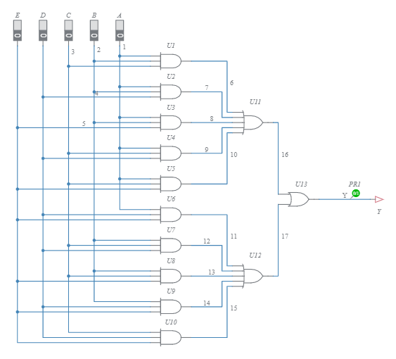 Five-Input Majority Voting Logic - Multisim Live