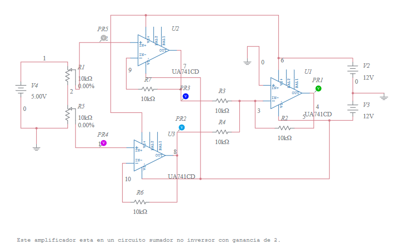 Amplificador Sumador No Inversor - Multisim Live