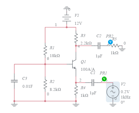 Common Emitter Amplifier Circuit - Multisim Live